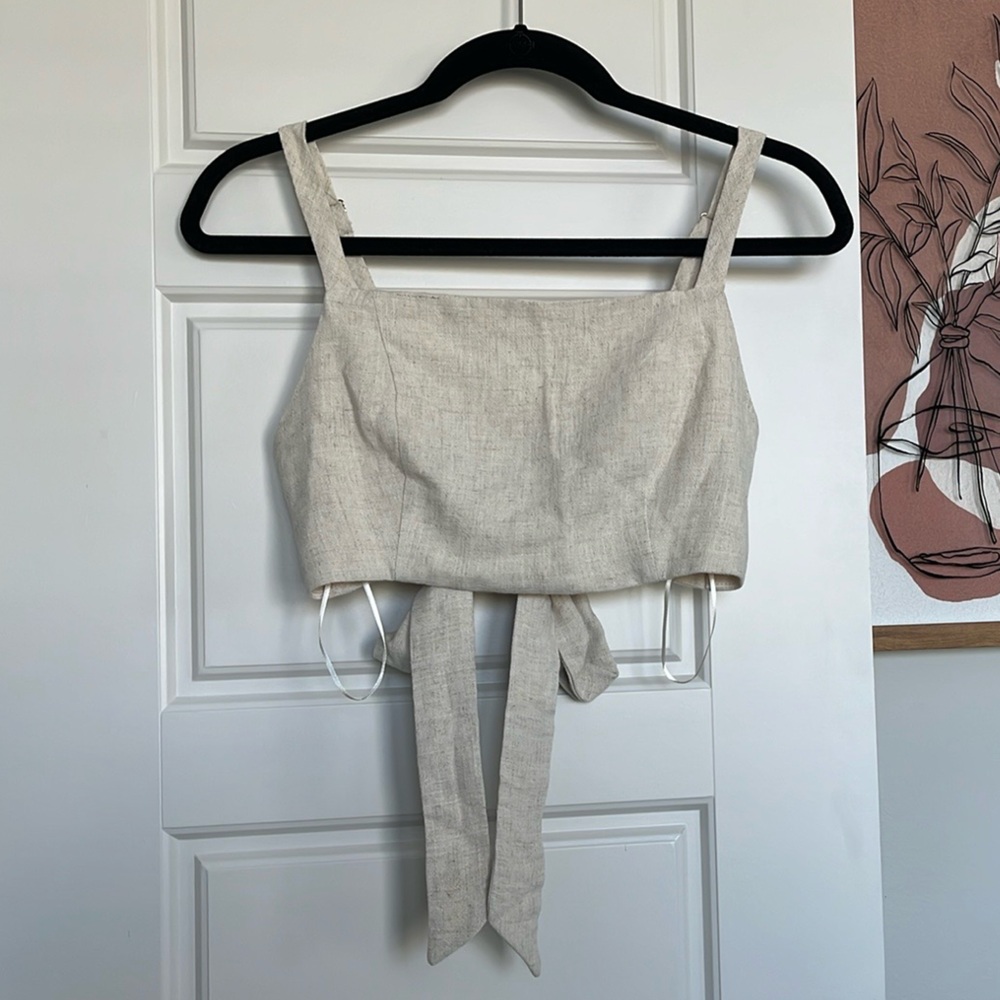 Altar'd State Tan Crop Top (ties in back)